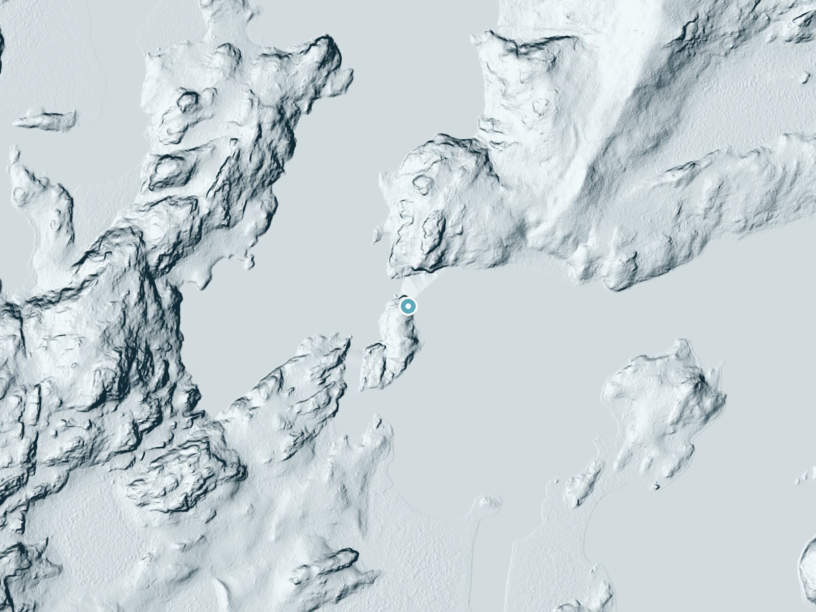 LiDAR bare-earth terrain around Last Falls near Winton, Minnesota, showing about 26 feet of drop, a long cascade, facing northwest