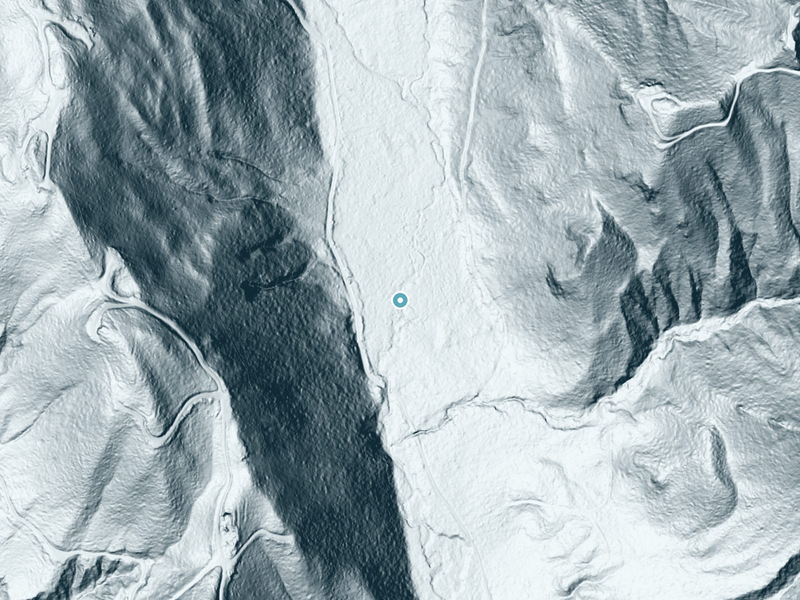 LiDAR bare-earth terrain around Bear Creek Falls near Sekiu, Washington
