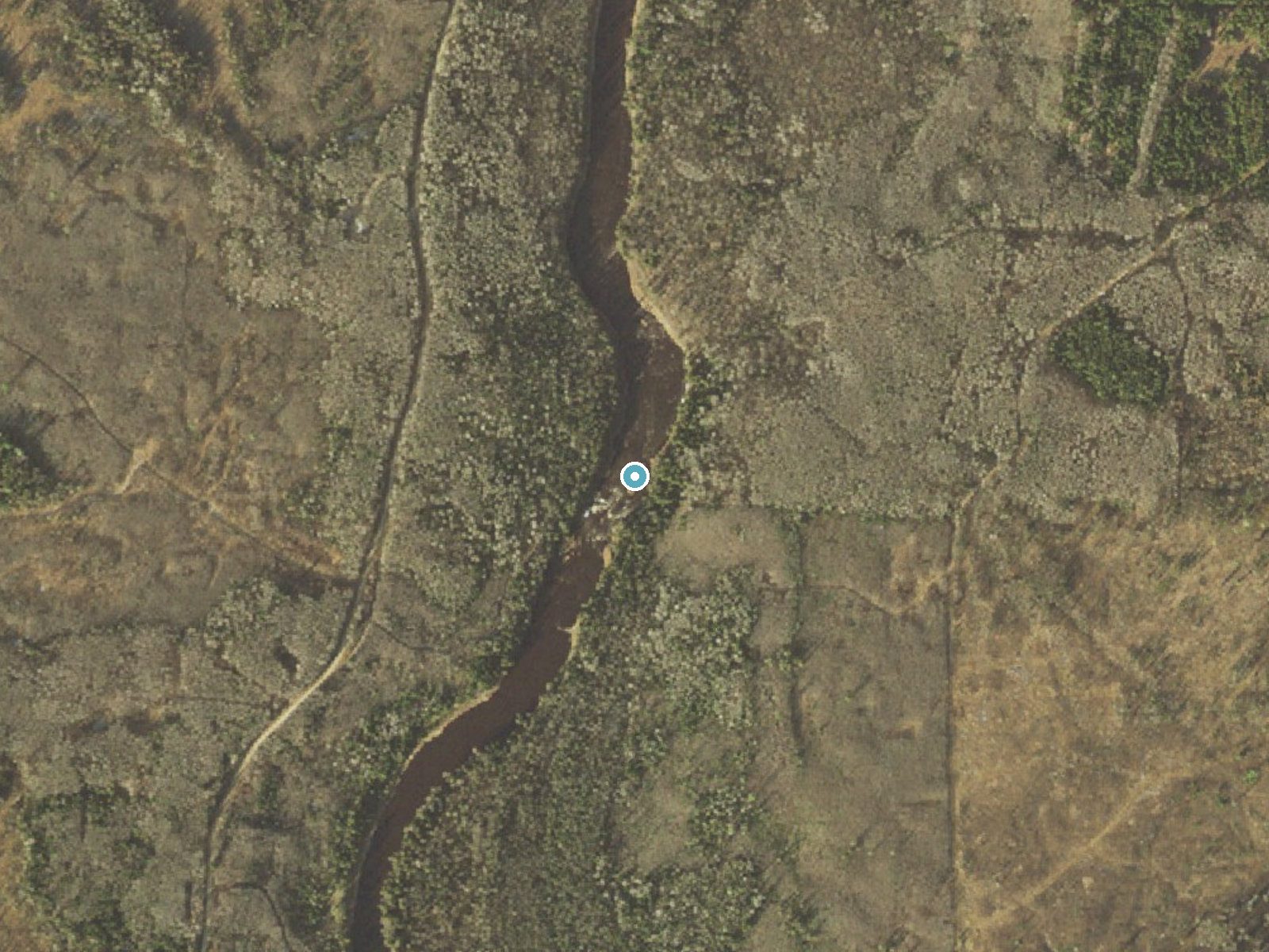 Aerial photo of the same ground around Deadmans Rapids near Littlefork, Minnesota, for comparison with the lidar view