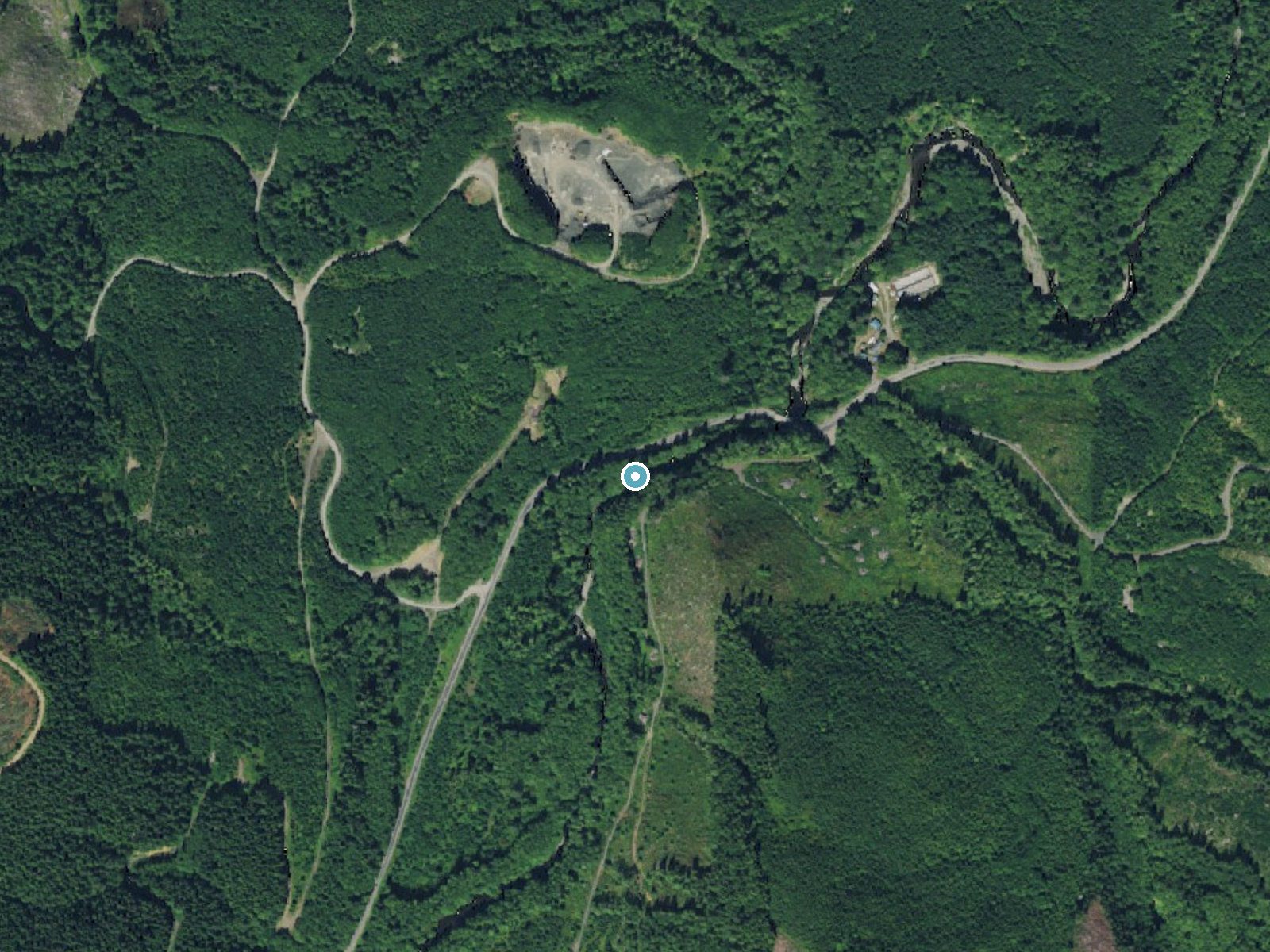 Aerial photo of the same ground around Hoko Falls near Sekiu, Washington, for comparison with the lidar view