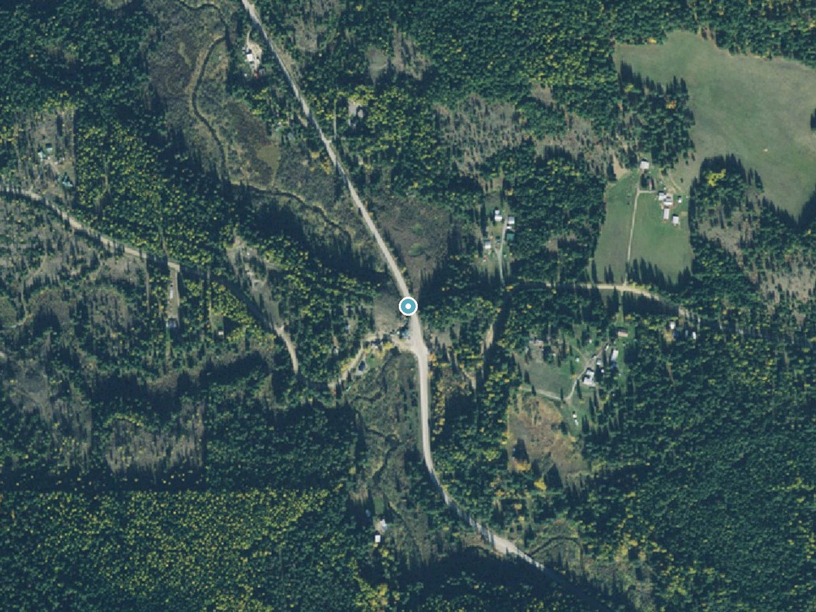 Aerial photo of the same ground around Torrelle Falls near Oldtown, Idaho, for comparison with the lidar view