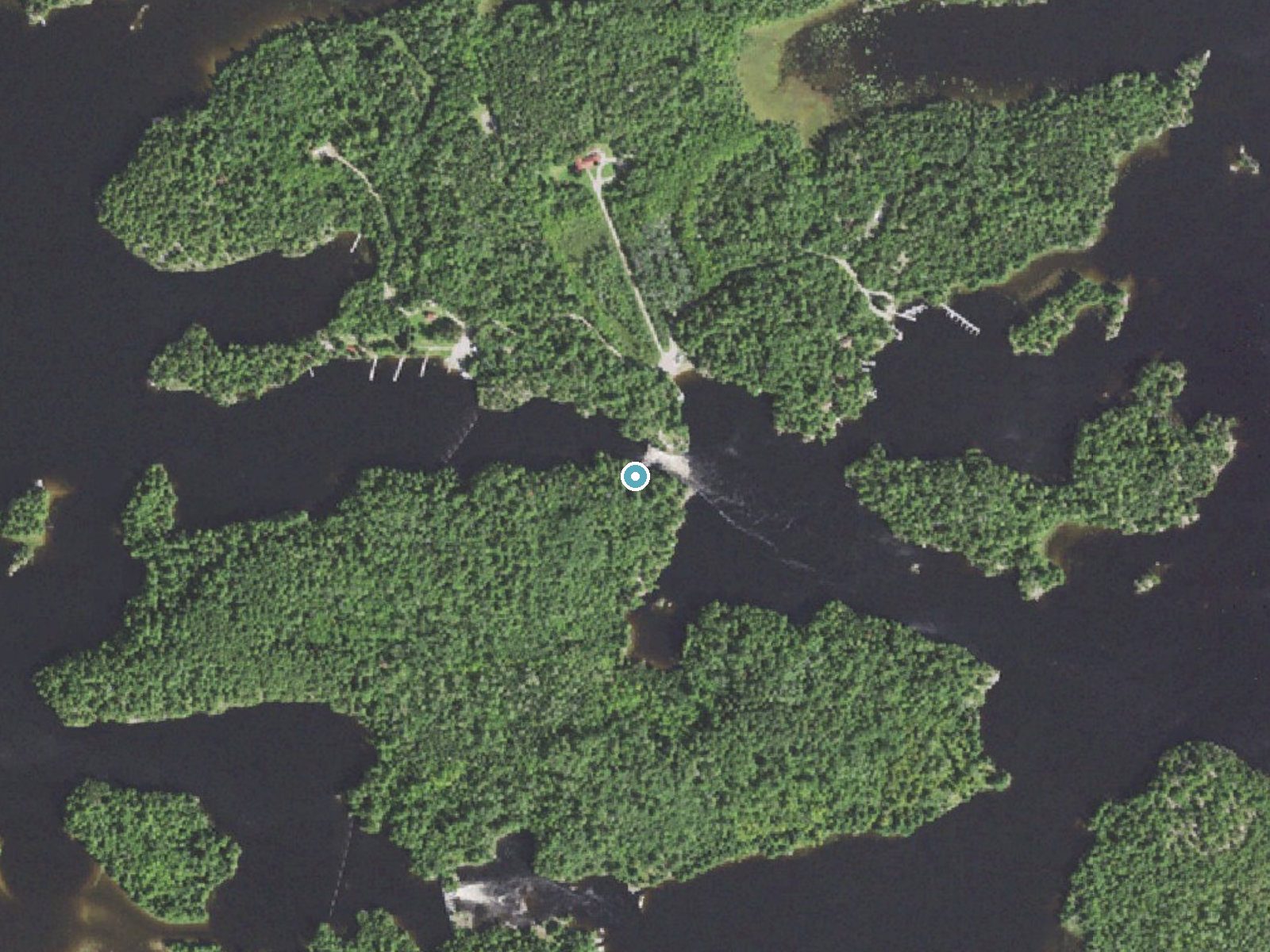 Aerial photo of the same ground around Kettle Falls near Orr, Minnesota, for comparison with the lidar view