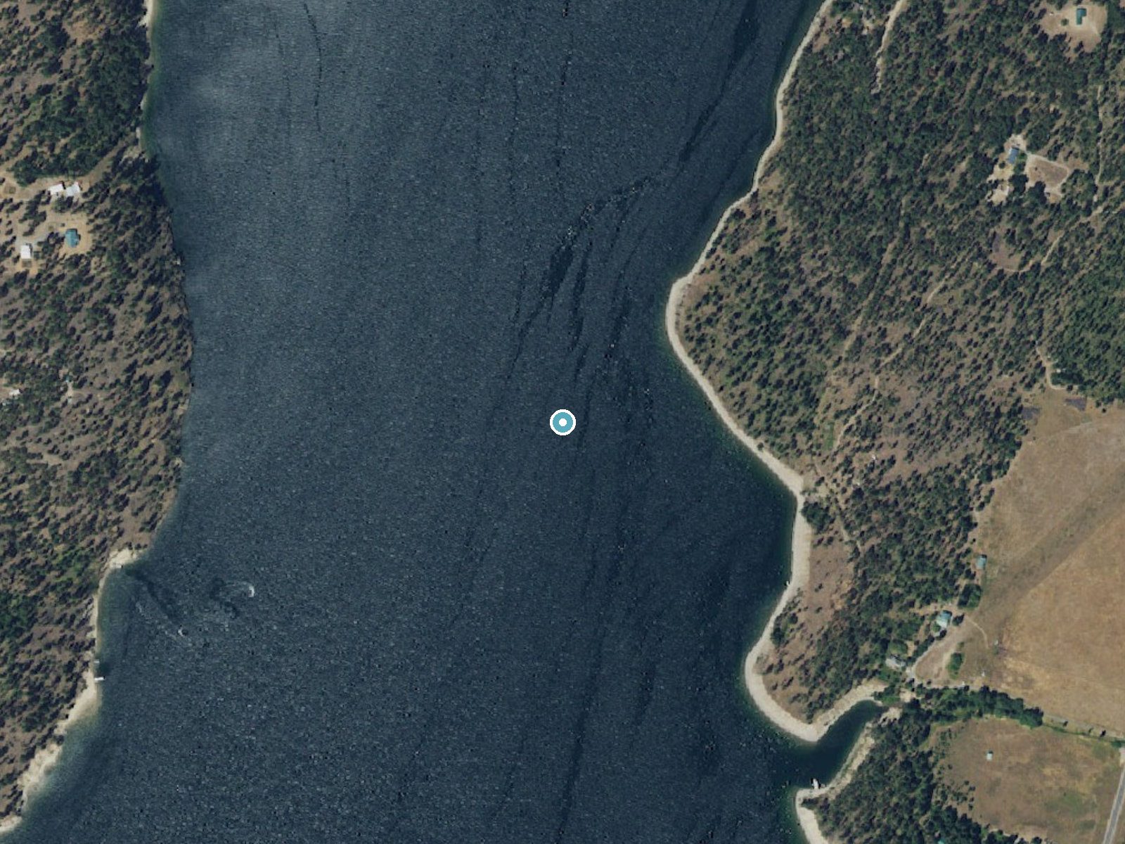 Aerial photo of the same ground around Rickey Rapids near Kettle Falls, Washington, for comparison with the lidar view
