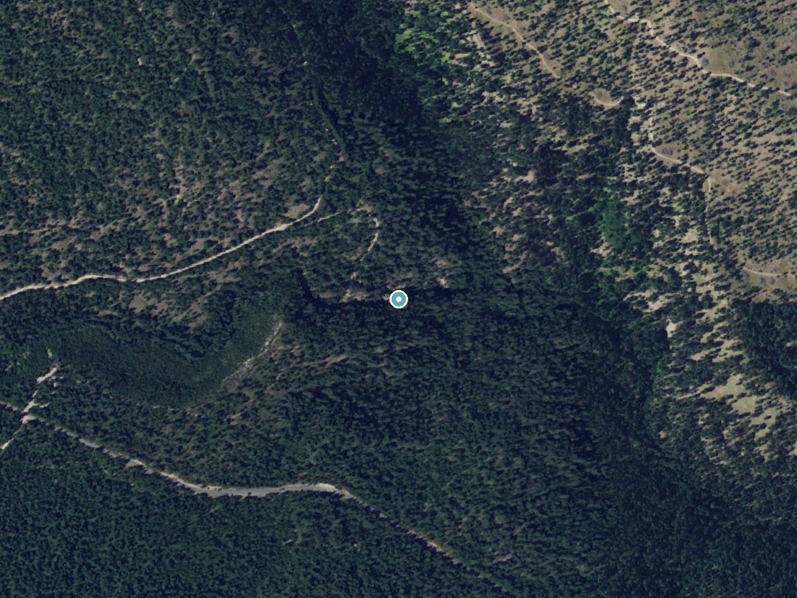 Aerial photo of the same ground around Salmon Falls near Conconully, Washington, for comparison with the lidar view