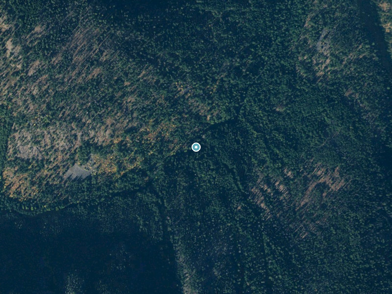 Aerial photo of the same ground around Cedar Falls near Winthrop, Washington, for comparison with the lidar view