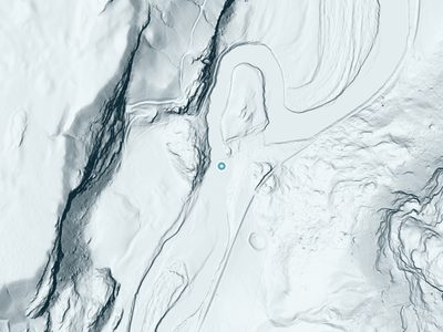 LiDAR terrain view around McLoughlin Falls in Washington, about 64 feet of drop