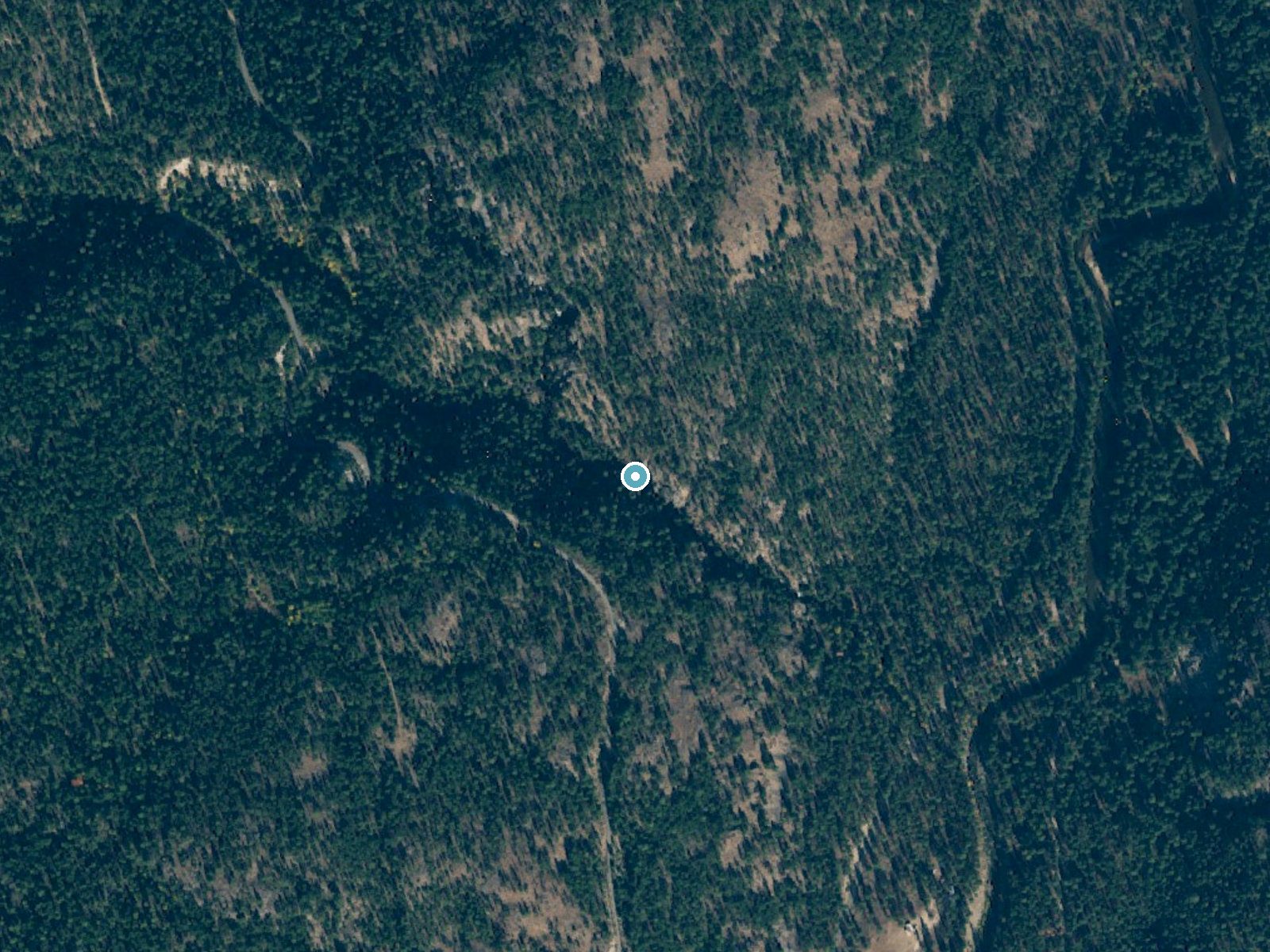 Aerial photo of the same ground around Falls Creek Falls near Winthrop, Washington, for comparison with the lidar view