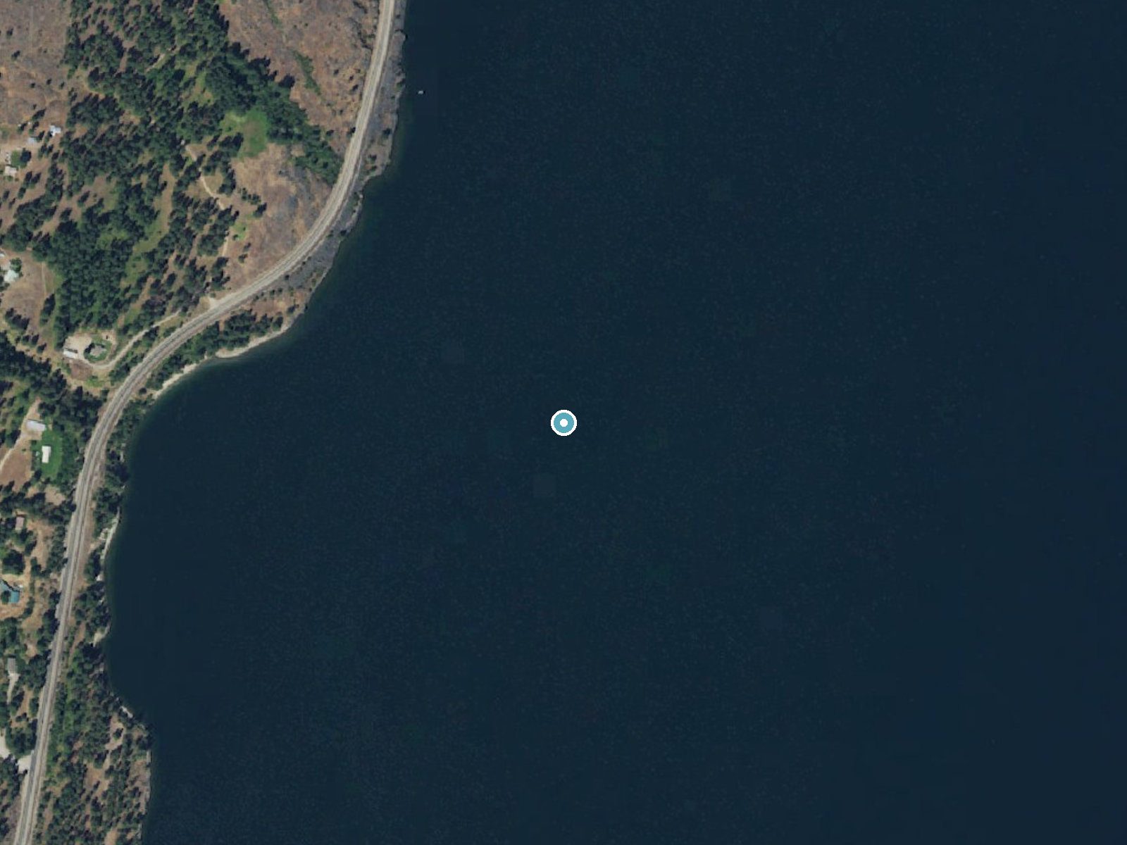 Aerial photo of the same ground around Kettle Falls (historical) near Marcus, Washington, for comparison with the lidar view