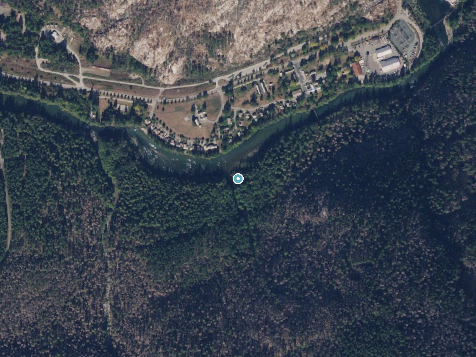 Aerial photo of the same ground around Ladder Creek Falls near Marblemount, Washington, for comparison with the lidar view