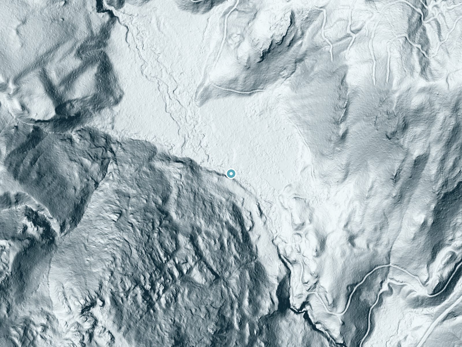 LiDAR bare-earth terrain around LaSota Falls near Ione, Washington, showing about 62 feet of drop, a long cascade, facing northeast