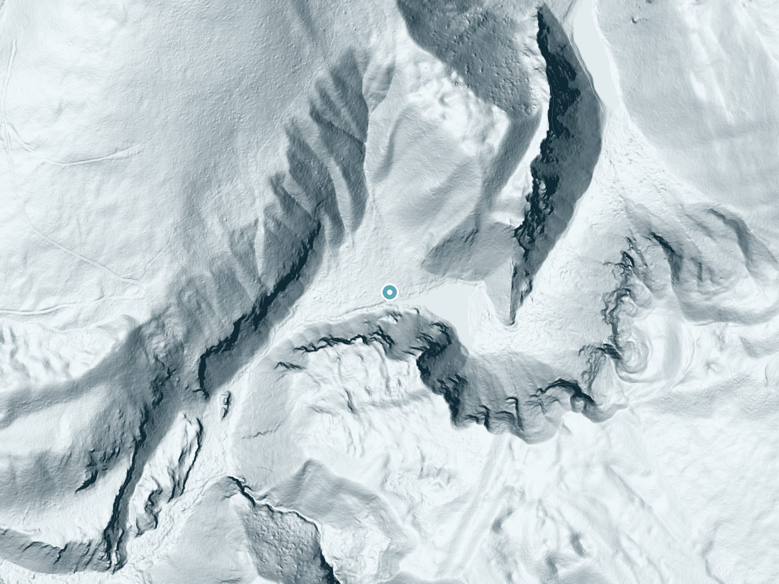 LiDAR bare-earth terrain around Turner Falls near Yaak, Montana, showing about 79 feet of drop