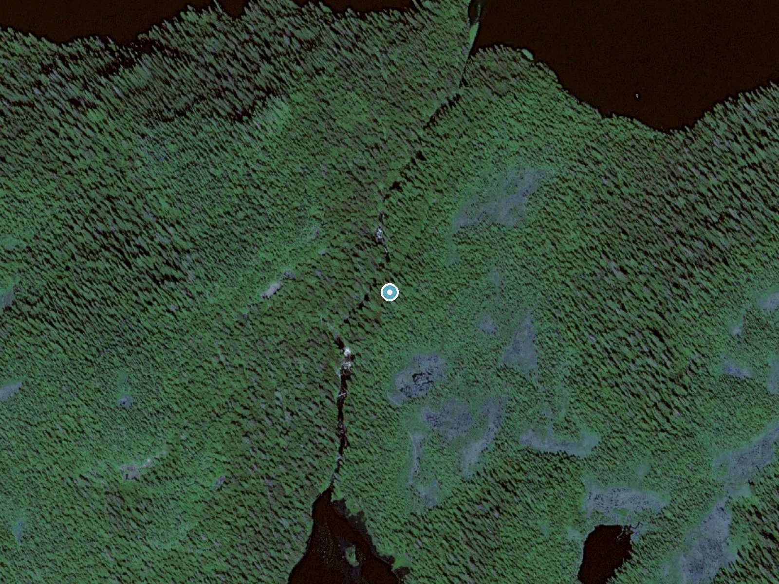 Aerial view of the ground around Fish Ladder near Saxman, Alaska