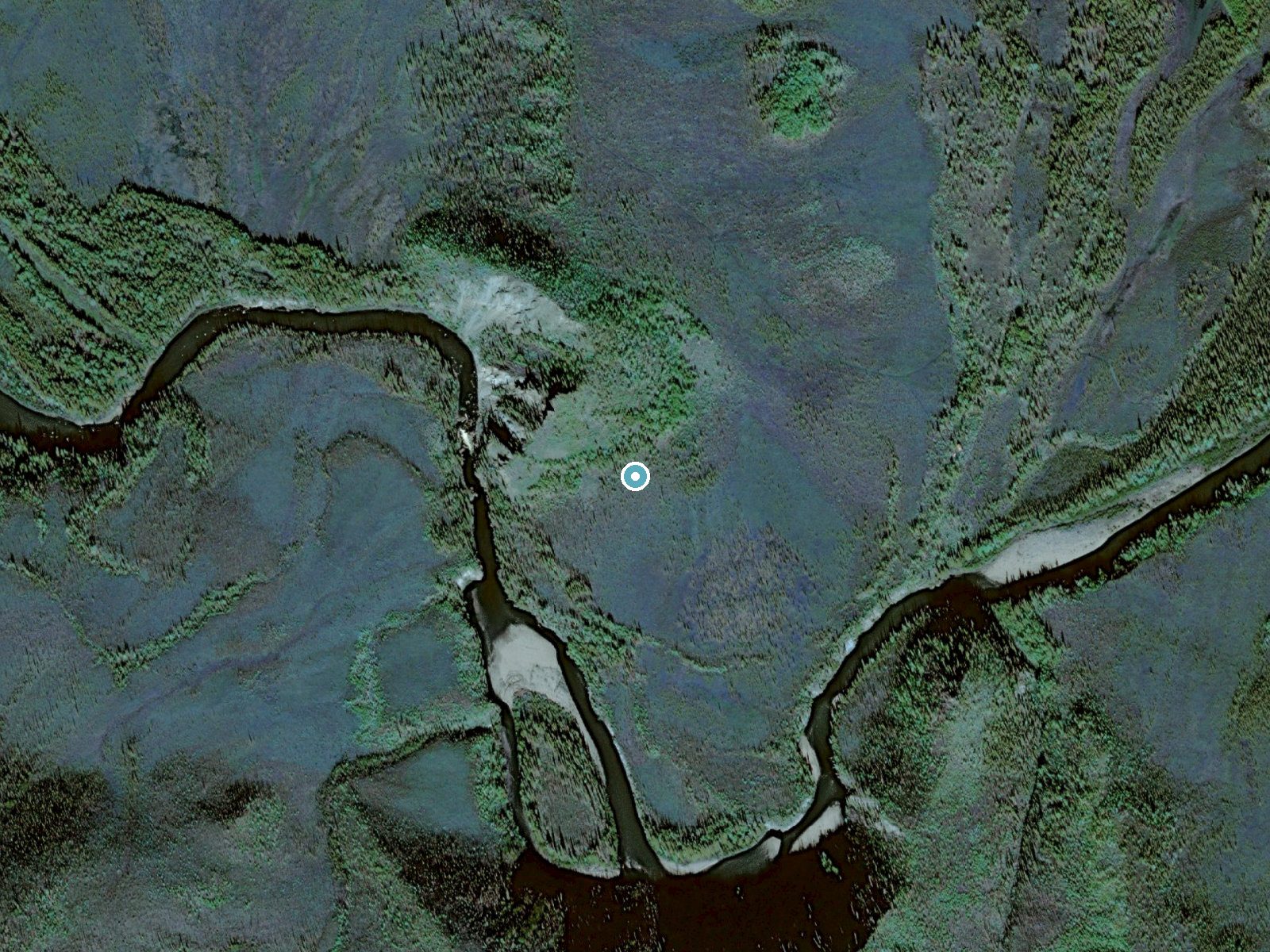 Aerial view of the ground around The Falls near Eagle, Alaska